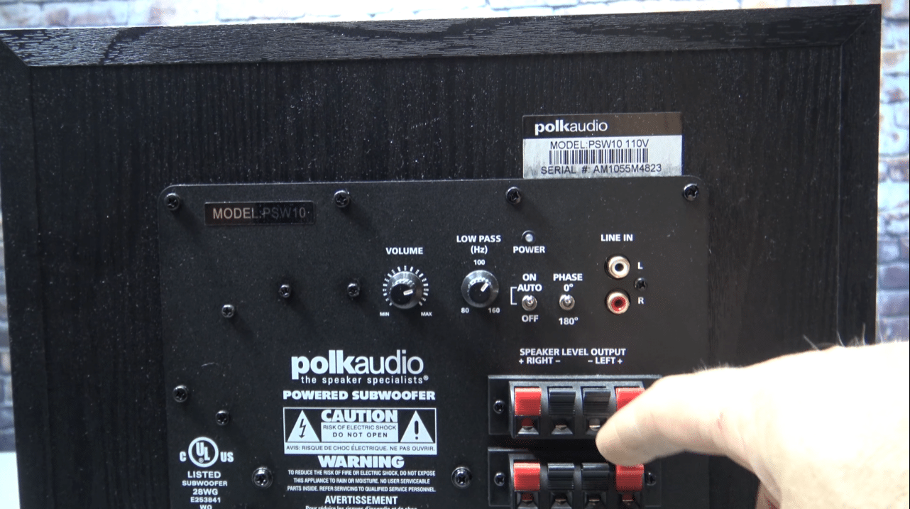 back panel of Polk Audio PSW10