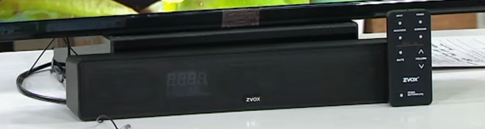 ZVOX AV157 Dialogue Clarifying Sound Bar with a remote