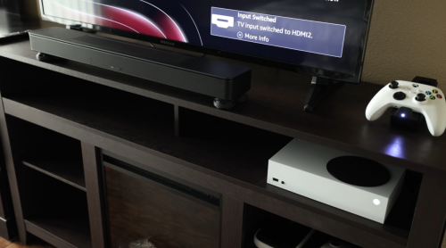 Bose Smart Soundbar 600 below tv