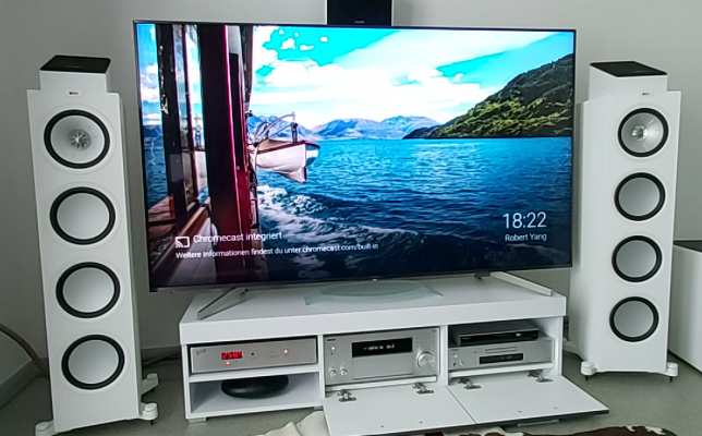 KEF Q750 with a tv set