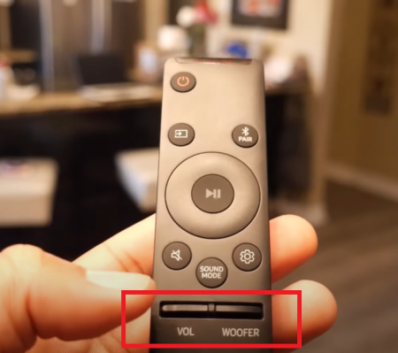 Samsung soundbar remote volume and woofer button