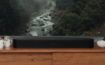 Sonos Beam Gen 2 on wooden cabinet