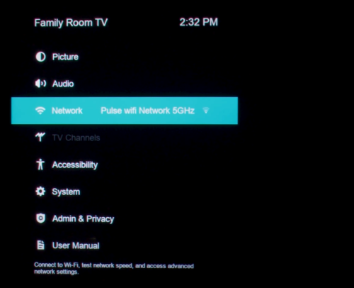 Vizio TV network settings