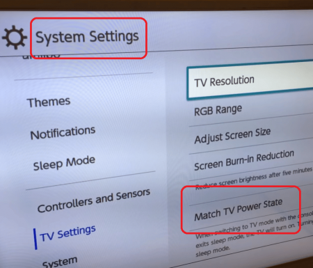 Vizio TV system settings