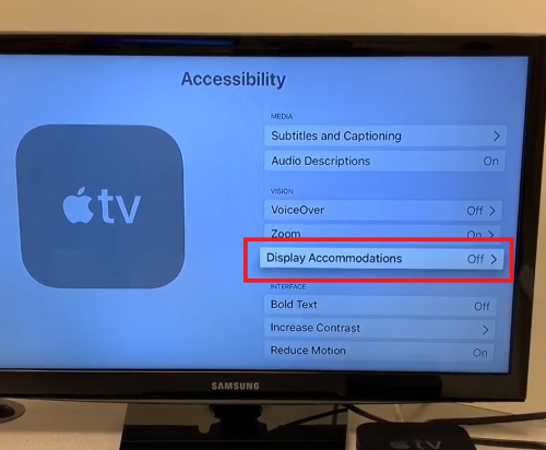app settings accessibility on Apple tv