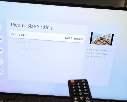 fixing picture settings ratio on Samsung TV