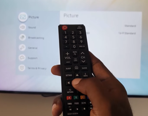 pressing Menu button on a remote