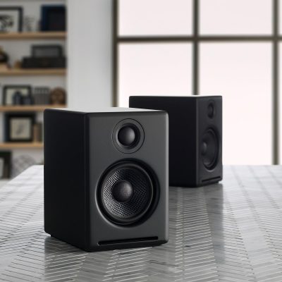 two_black_speakers