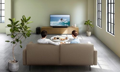 couple with Sony HT-S350 watching TV